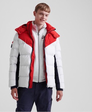 Superdry Icon Racer Sports Puffer Férfi Kabát Fehér/Piros | SNQAZ8164